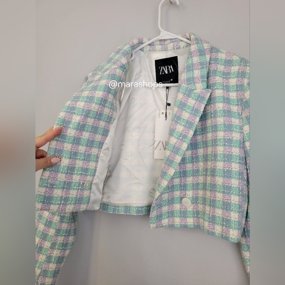 Zara Textured Cropped Blazer - Picture 4 of 9